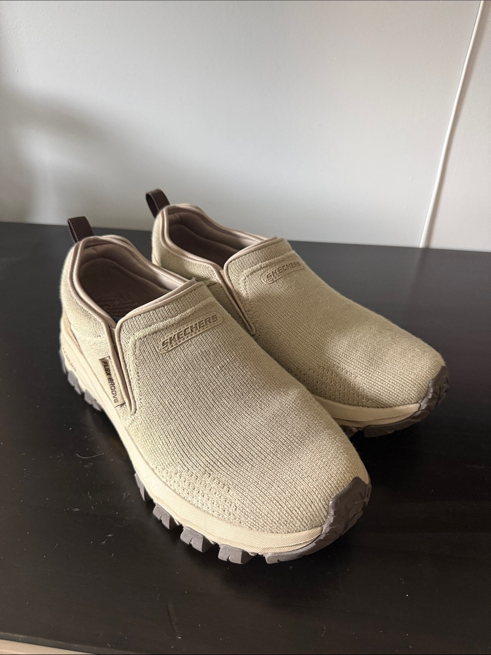 Skechers Slip-On Knit Casual Loafers in Light Tan